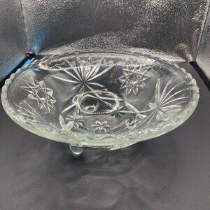 Vintage Anchor Hocking Clear Glass Footed Bowl SELLING AS IS